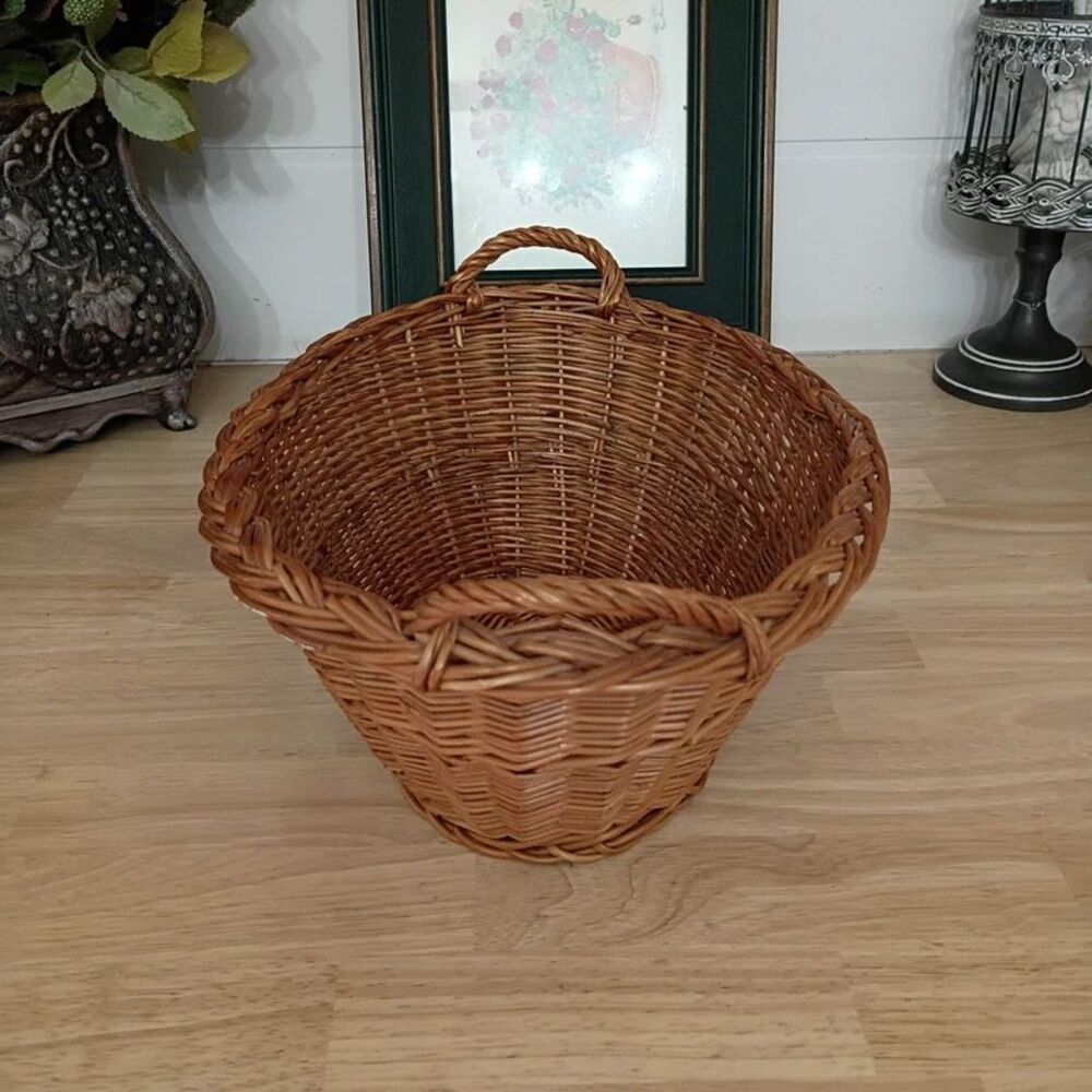 Oval Wicker Basket with Handles Country Farmhouse Decor